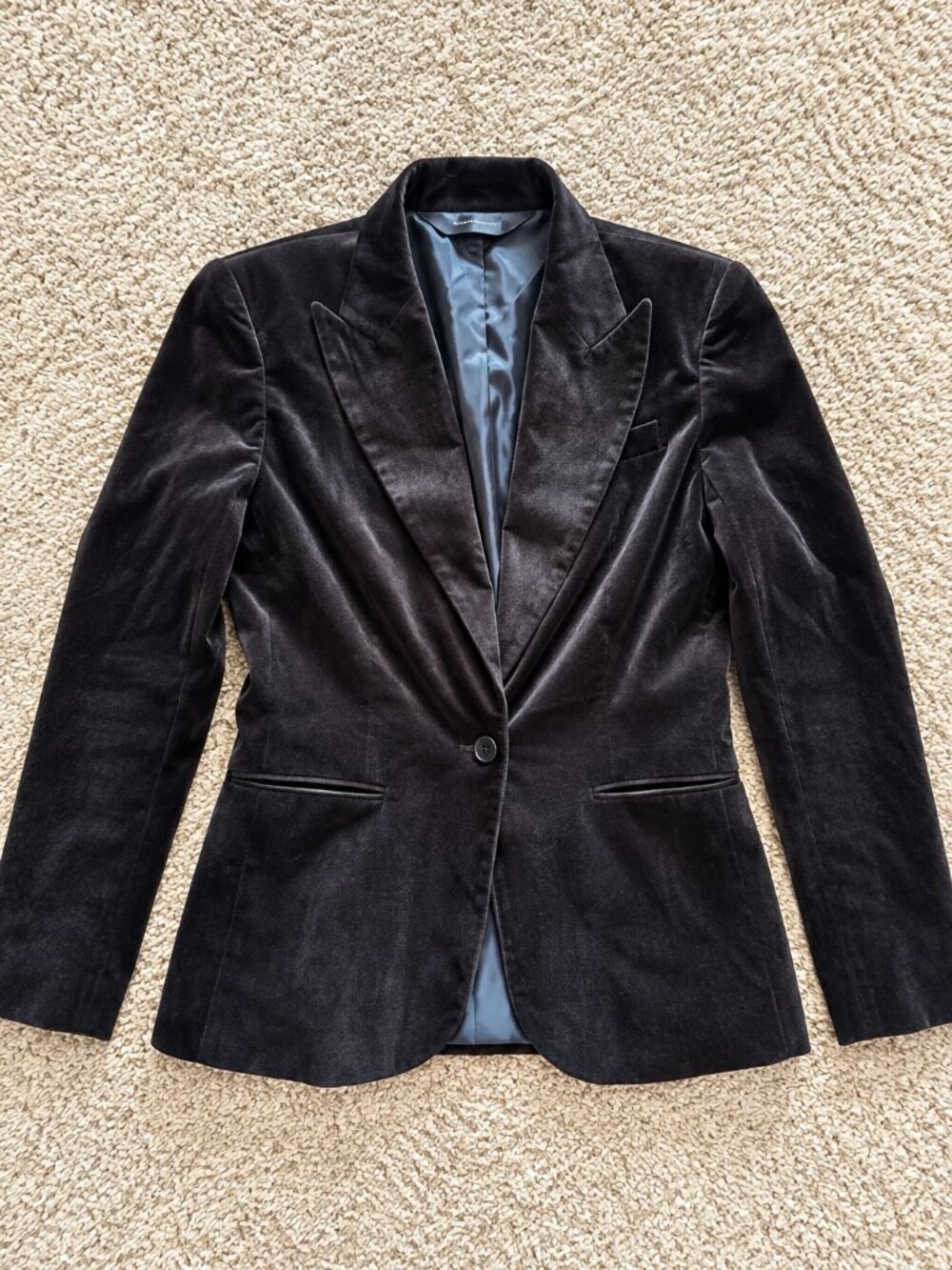 Norma Kamali Charcoal Grey Corduroy Velvet Blazer Jacket Womens Size 10